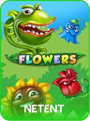 Flowers by NetEnt - game cover artwork on KIXO9